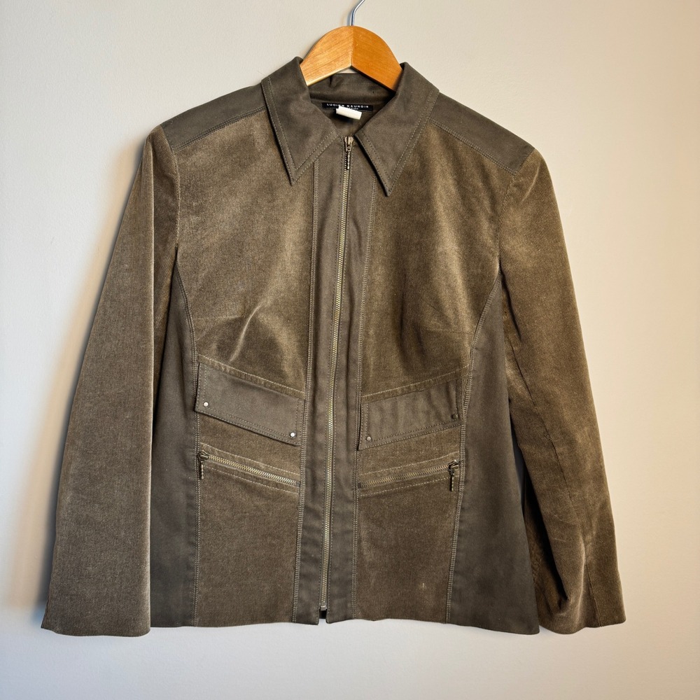 LUCIEN DAUNOIS COLLECTION Womens Corduroy Zipper Front Jacket Brown Size Tag: 36